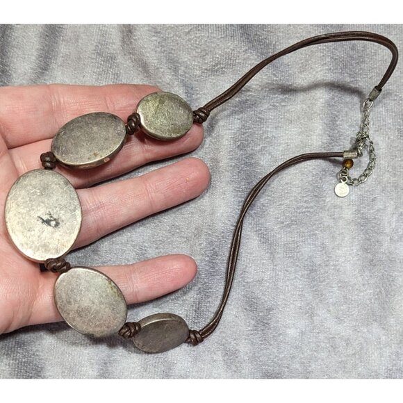 Vintage Axcess Liz Claiborne Bohemian Green Lava Print Cabochon Necklace - Picture 8 of 8